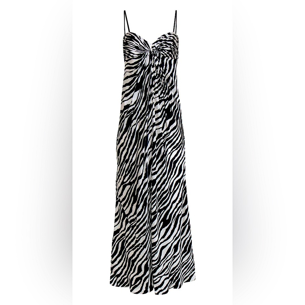 NWT strapless zebra print silk gown
